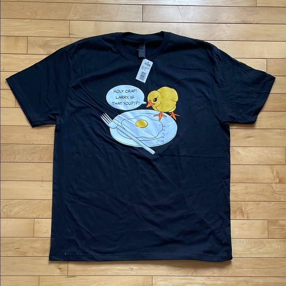 Mens Black Graphic T-Shirt, size L